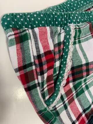 Pijama cuadros y jersey azul mujer