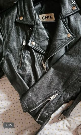 Cazadora de cuero CHIA negra
