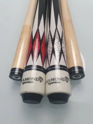 2 Tacos de Billar DIAMOND SUPERMAN WHITE Y RED