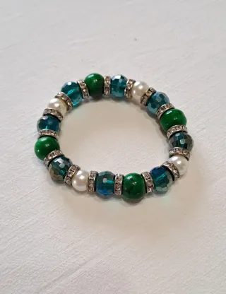 Bracciale perline verdi e blu