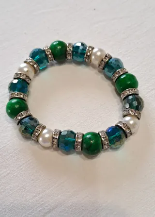 Bracciale perline verdi e blu