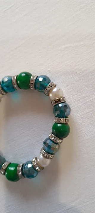 Bracciale perline verdi e blu