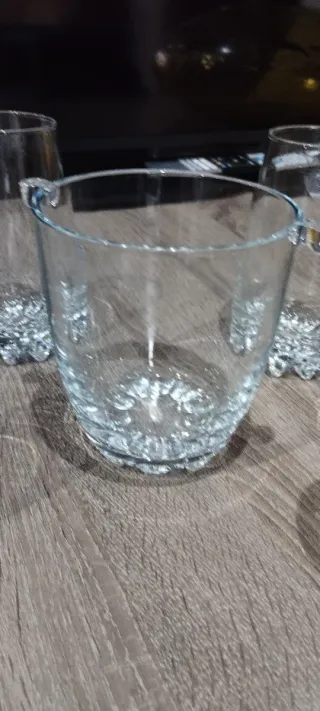 Juego vasos y cubitera cristal