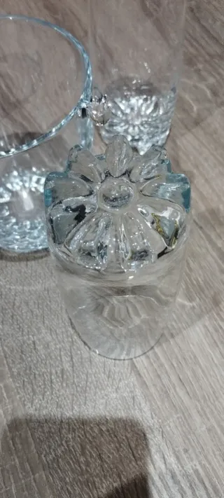 Juego vasos y cubitera cristal