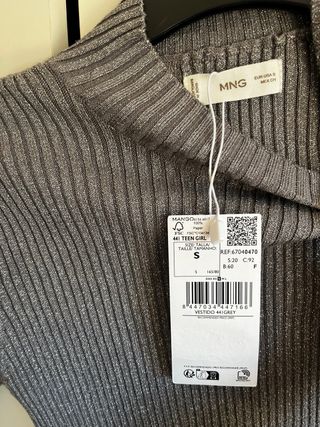 Vestido Mango gris lurex nuevo con etiqueta