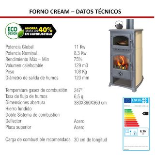 ESTUFA LEÑA CON HORNO 11 kW