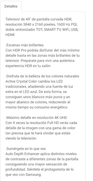 Samsung TV 50 Curva Smart TV 4K UHD Wifi