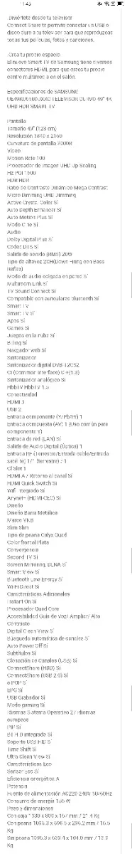 Samsung TV 50 Curva Smart TV 4K UHD Wifi