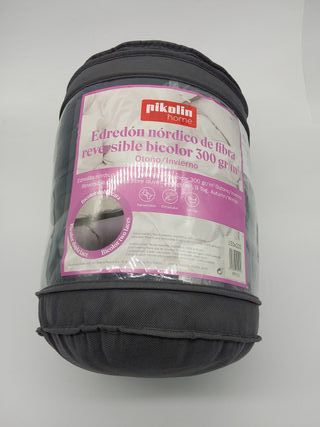 Pikolin Home - Edredón Reversible 300 gr - Relleno Nórdico Bicolor - para Cama 90 - Tacto Pluma, Cálido, Transpirable, Color Gri
