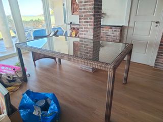 Mesa de centro ratán y cristal