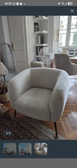 Sillón de tela beige