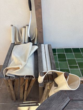 4 Sillas de tela y madera plegables precio unidad