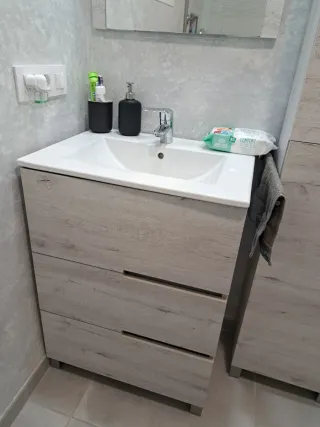 Conjunto mueble de baño madera,solo Mallorca
