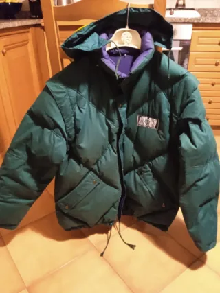 Piumino uomo verde e viola