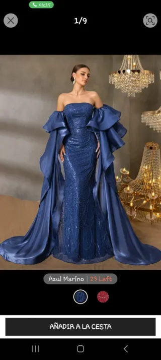 Vestido de fiesta azul con pedrería