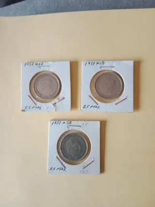 Lote 5 Monedas 25 Ptas Franco 1957