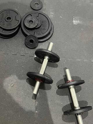 Banco de pesas Domyos + Barra y discos