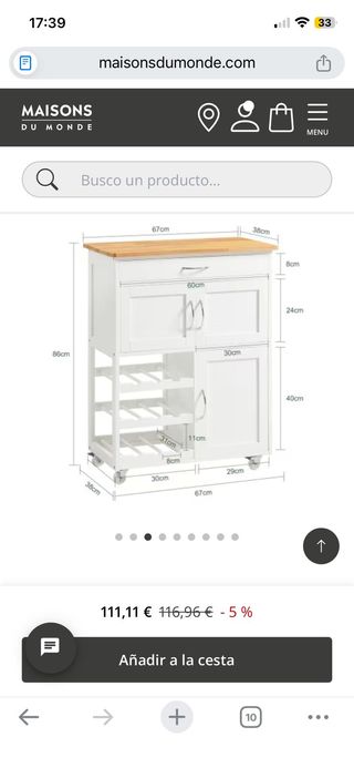 Carrito Cocina Blanco Madera Maisons du Monde