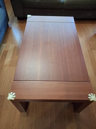 Mesa de centro elevable (madera natural con cajón)