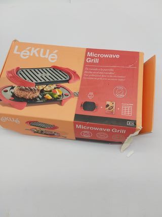 Lékué Parrilla/Grill especial para cocinar en microondas, Microwave grill 1,2 pers. Rojo y Negro, 25 x 15 cm