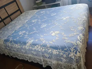 Colcha novia antigua tul encaje