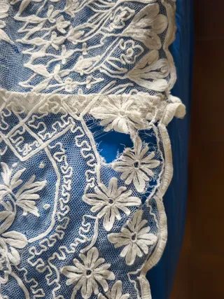 Colcha novia antigua tul encaje