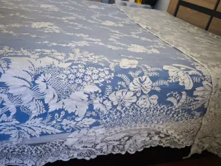 Colcha novia antigua tul encaje