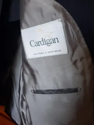 Traje de caballero Cardigan, azul marino con raya