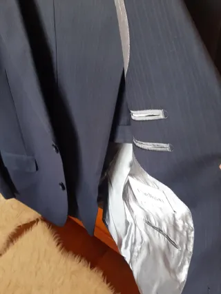 Traje de caballero Cardigan, azul marino con raya