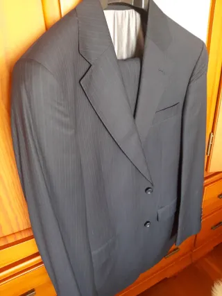 Traje de caballero Cardigan, azul marino con raya