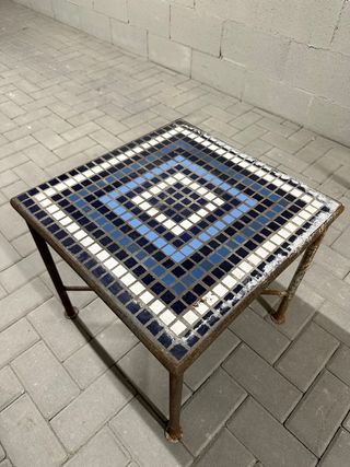 Tavolino mosaico ferro battuto 45x45cm h45cm