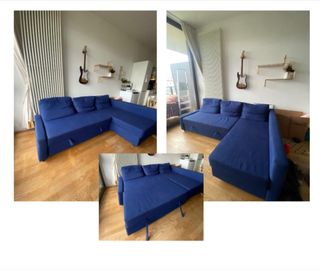 Sofá Cama Chaise Longue Azul