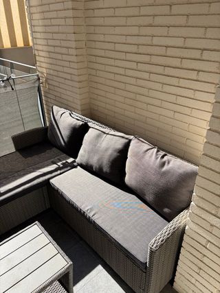 Conjunto de jardín ratán gris