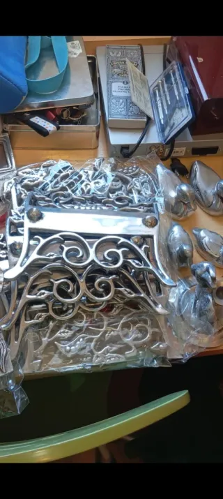 Lote piezas peltre hechas a mano