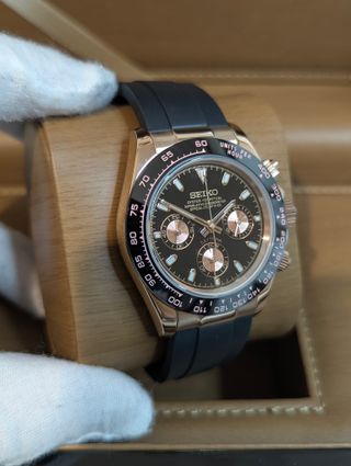 Reloj Seiko Mod Daytona Negro Oro Rosa - Rose Gold