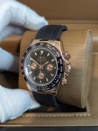 Reloj Seiko Mod Daytona Negro Oro Rosa - Rose Gold