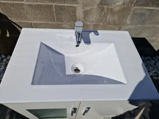 Mueble de baño blanco con lavabo 72 cm