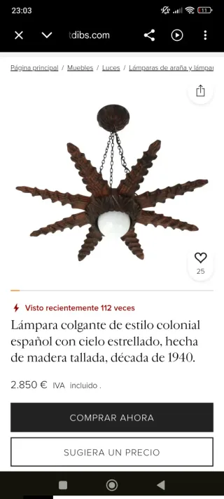 Colgante Colonial Español 1940