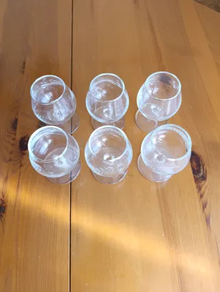 Juego 6 copas vintage grabadas