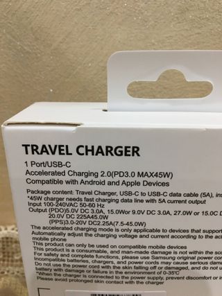 Caricabatterie Samsung 45W PD USB-C