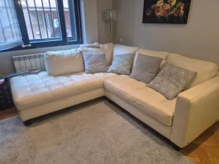 Sofá Natuzzi de Piel Blanco Roto