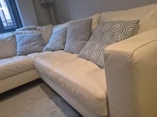 Sofá Natuzzi de Piel Blanco Roto