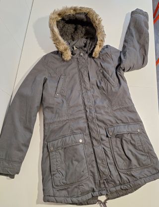 Abrigo gris mujer con capucha talla XL NUEVO