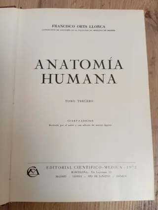 Libro ANATOMÍA HUMANA tomos 1, 2 y 3 1970