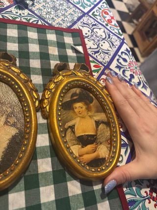 2 Espejos Octogonales Dorados Antiguos