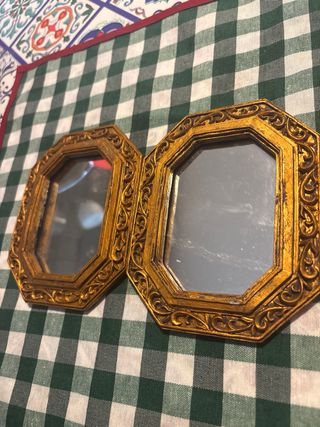 2 Espejos Octogonales Dorados Antiguos