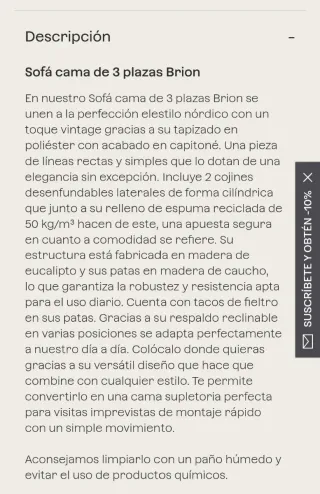 Sofá Cama 3 Plazas Sklum Amarillo