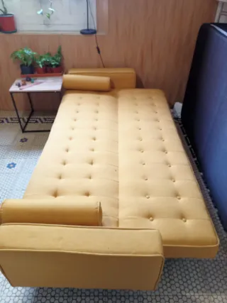Sofá Cama 3 Plazas Sklum Amarillo