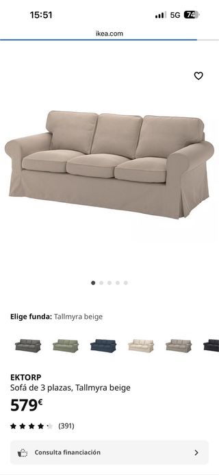 Sofá Ikea EKTORP Beige Tela