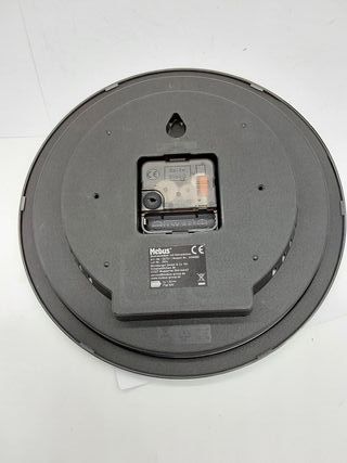 Mebus Quarz-Wanduhr mit Thermometer und Hygrometer/silberner Rahmen/Schwarzes Zifferblatt / 25cm Durchmesser/Rund/Modell: 56731